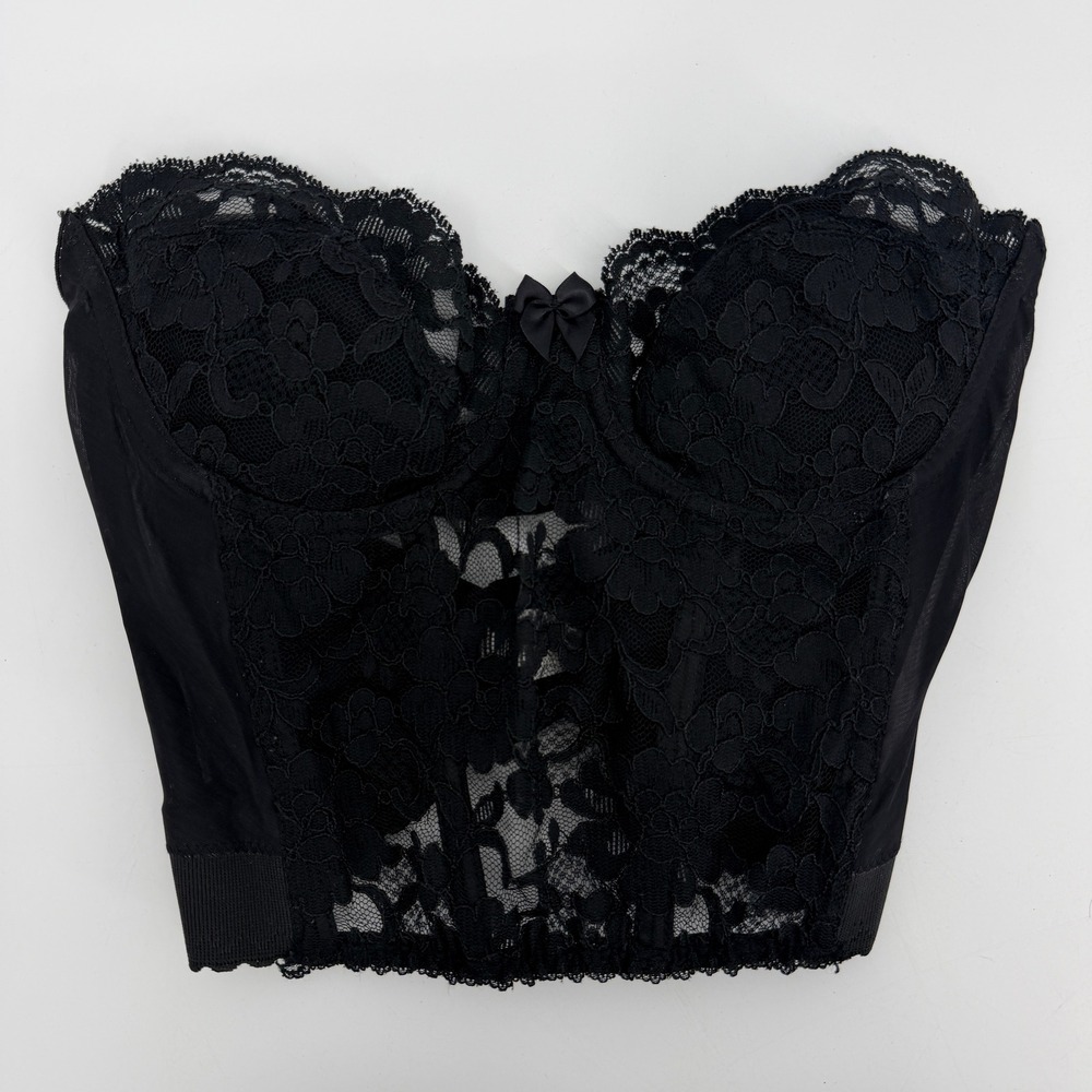 Vintage Victoria's Secret Black Lace Bustier Corset Top Y2K
